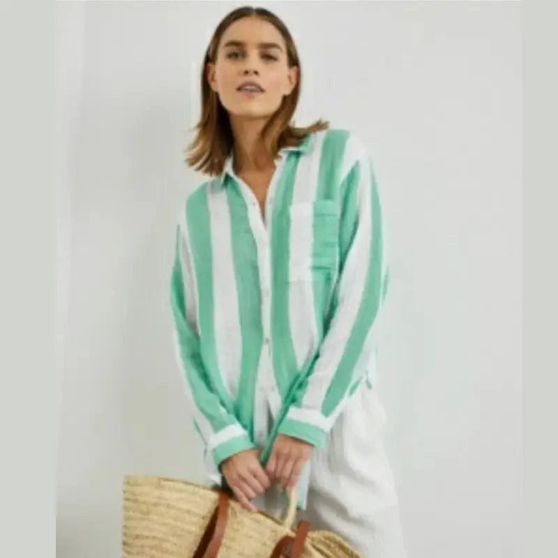 Rails Tops Rails - Jaylin shirt in Jade Stripe