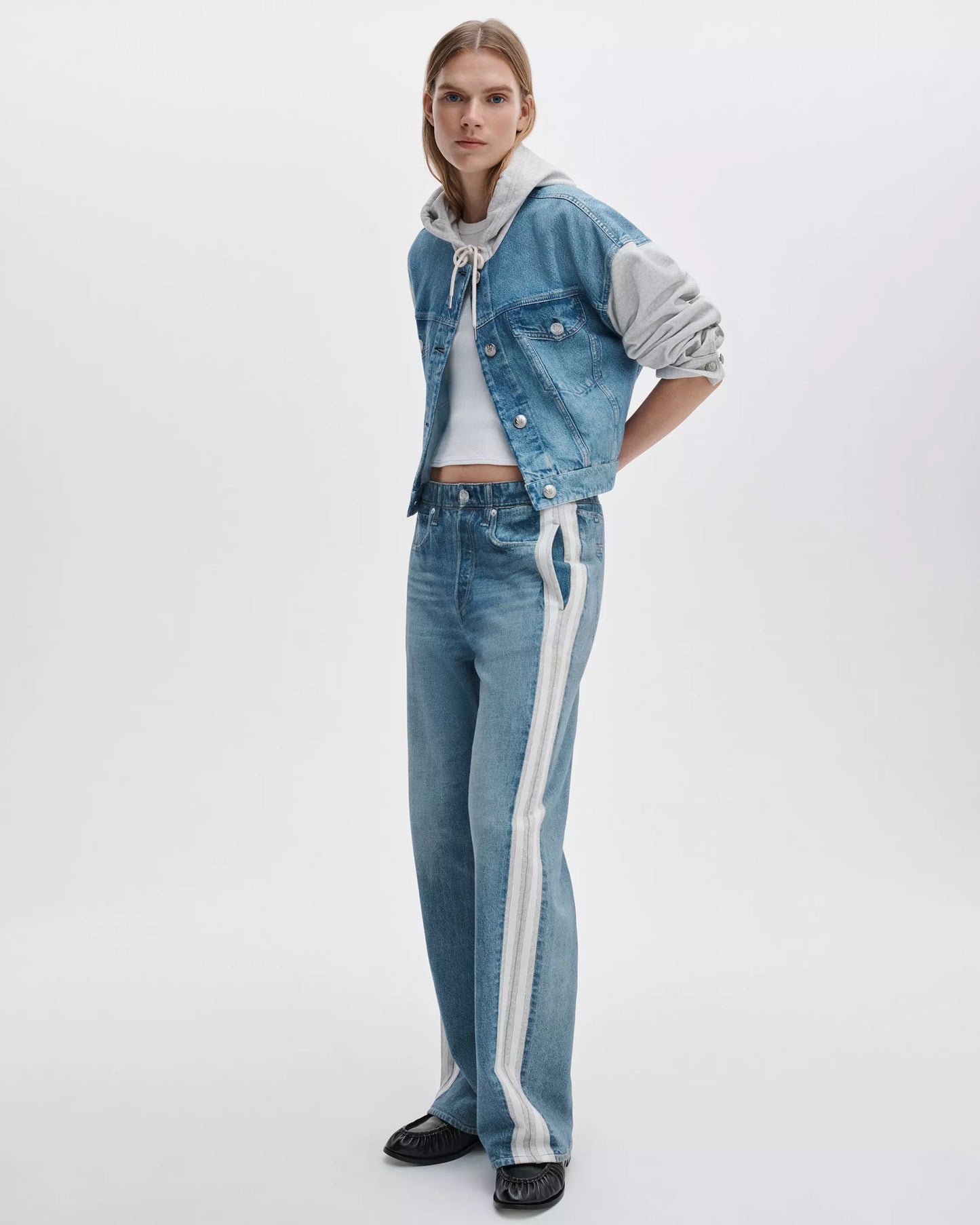 Rag & Bone - Miramar Terry Pull on wide leg pant in sport combo