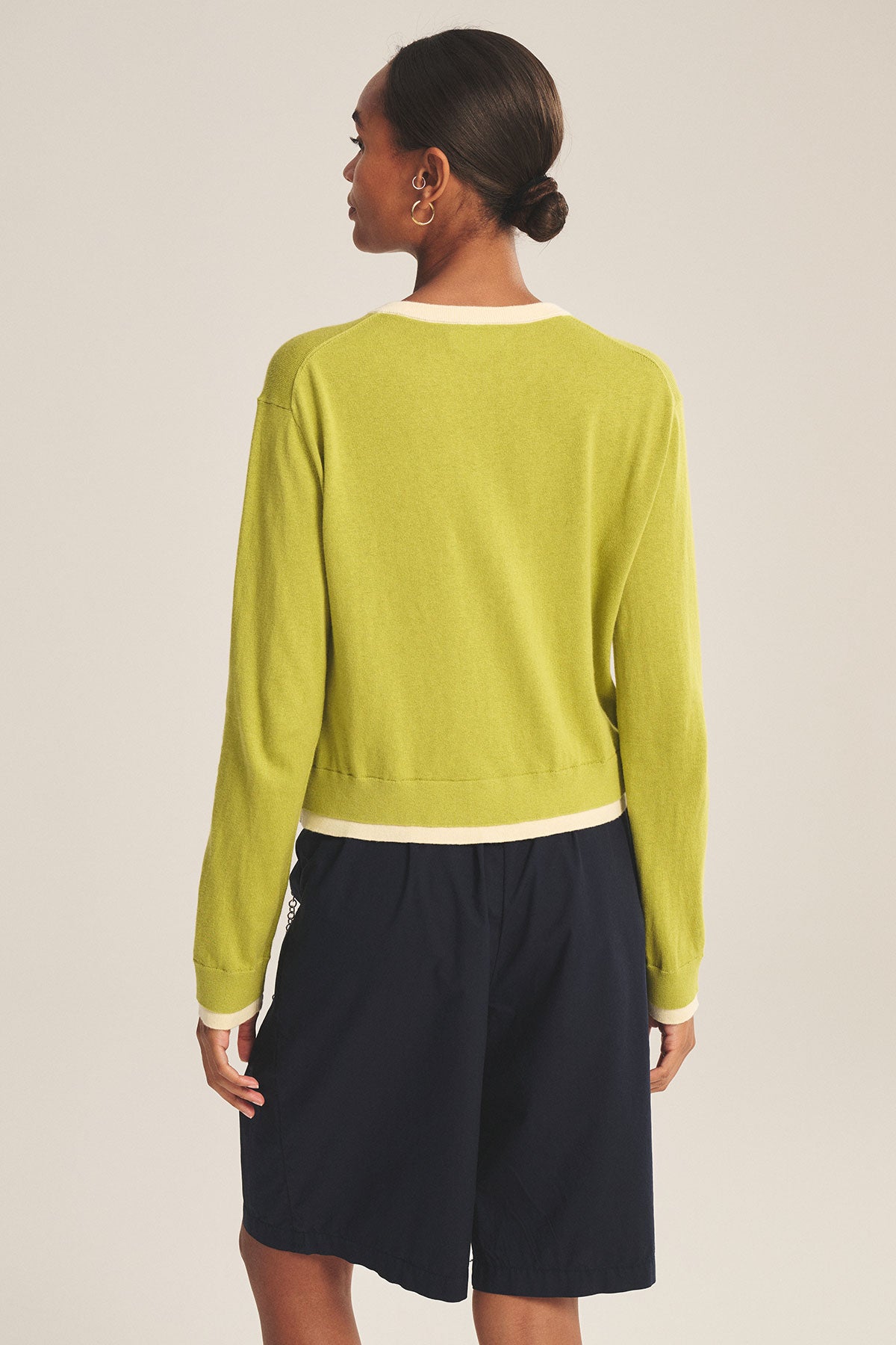 Velvet - Saylor L/S  crew Cardigan in Lime