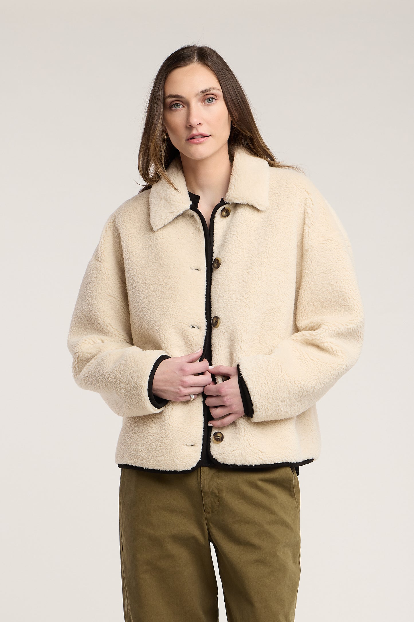 Velvet - Anika  jacket in Cream/black