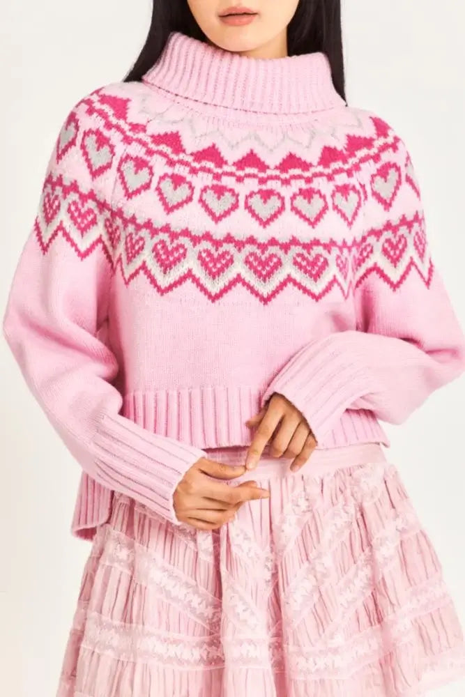 Love Shack Fancy - Tobi Sweater in Fuschia Rose