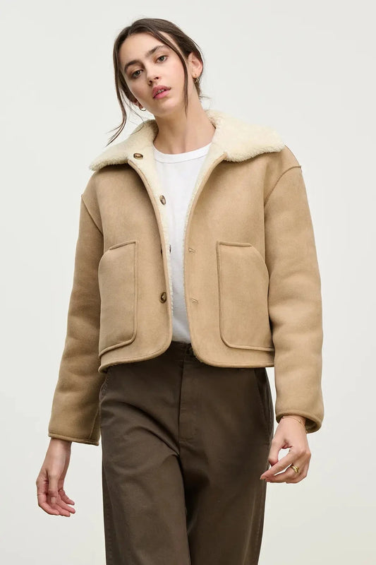 Velvet Jackets Velvet - Amara Sherpa jacket in Sand
