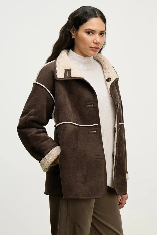 Velvet Jackets Velvet - Shona Sherpa Jacket in Espresso