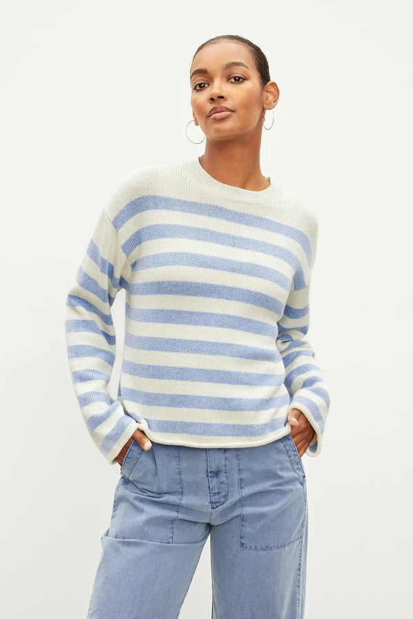 Velvet Sweaters Velvet by Graham & Spencer - Lex Sweater in Milk/Blue