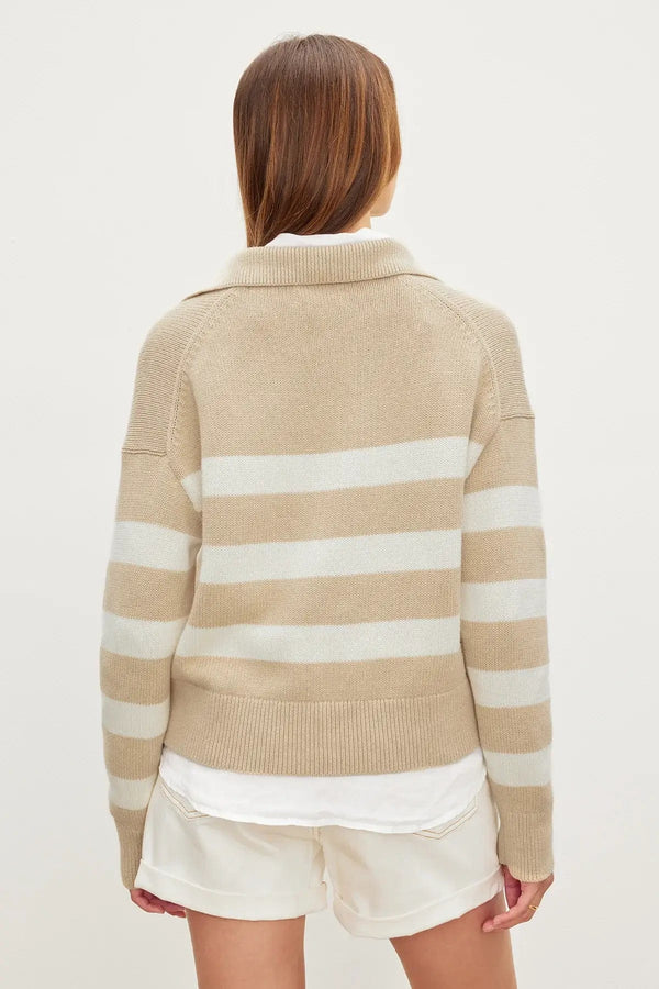 Velvet Sweaters Velvet by Graham & Spencer - Lucie Polo Sweater in sable/milk