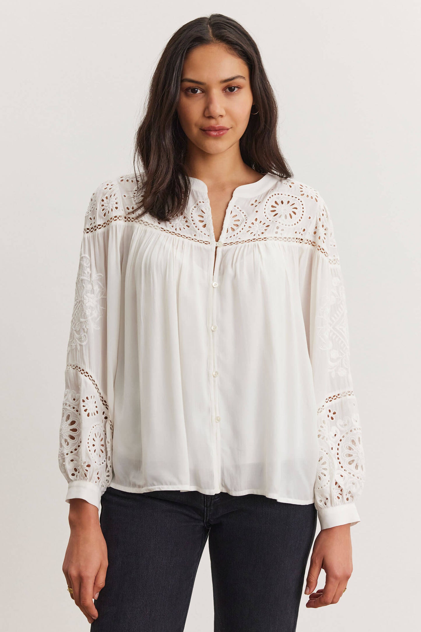 Velvet - Libby Boho top in Cream