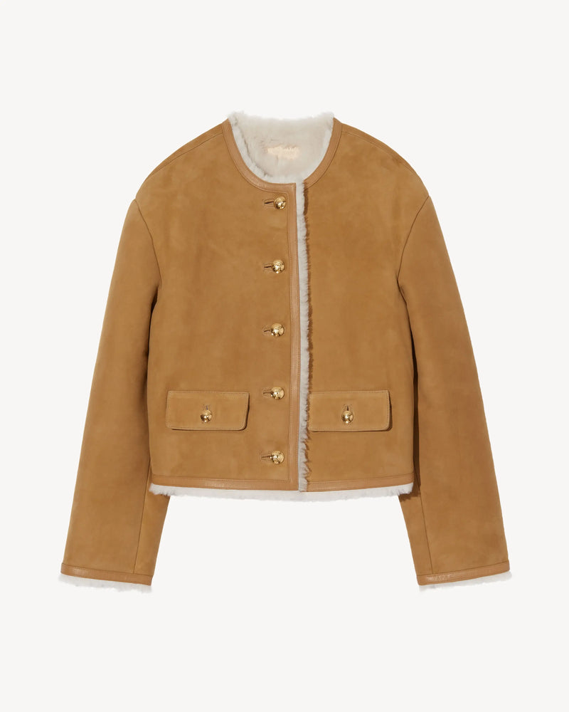 Nili Lotan - Zanie Short Shearling Coat in Tan/Natural