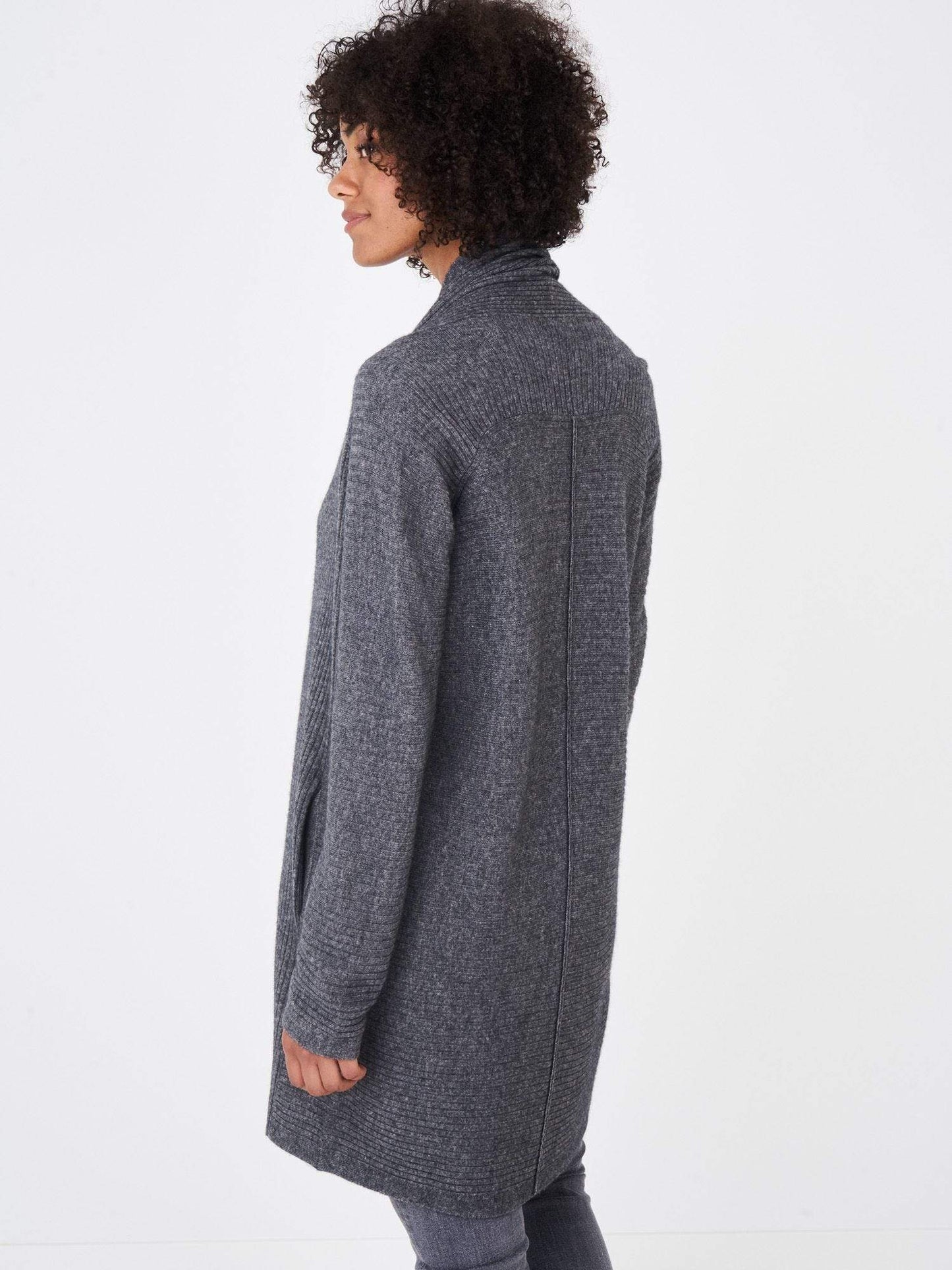 Repeat Cashmere - Cardigan Long rib knit in med grey