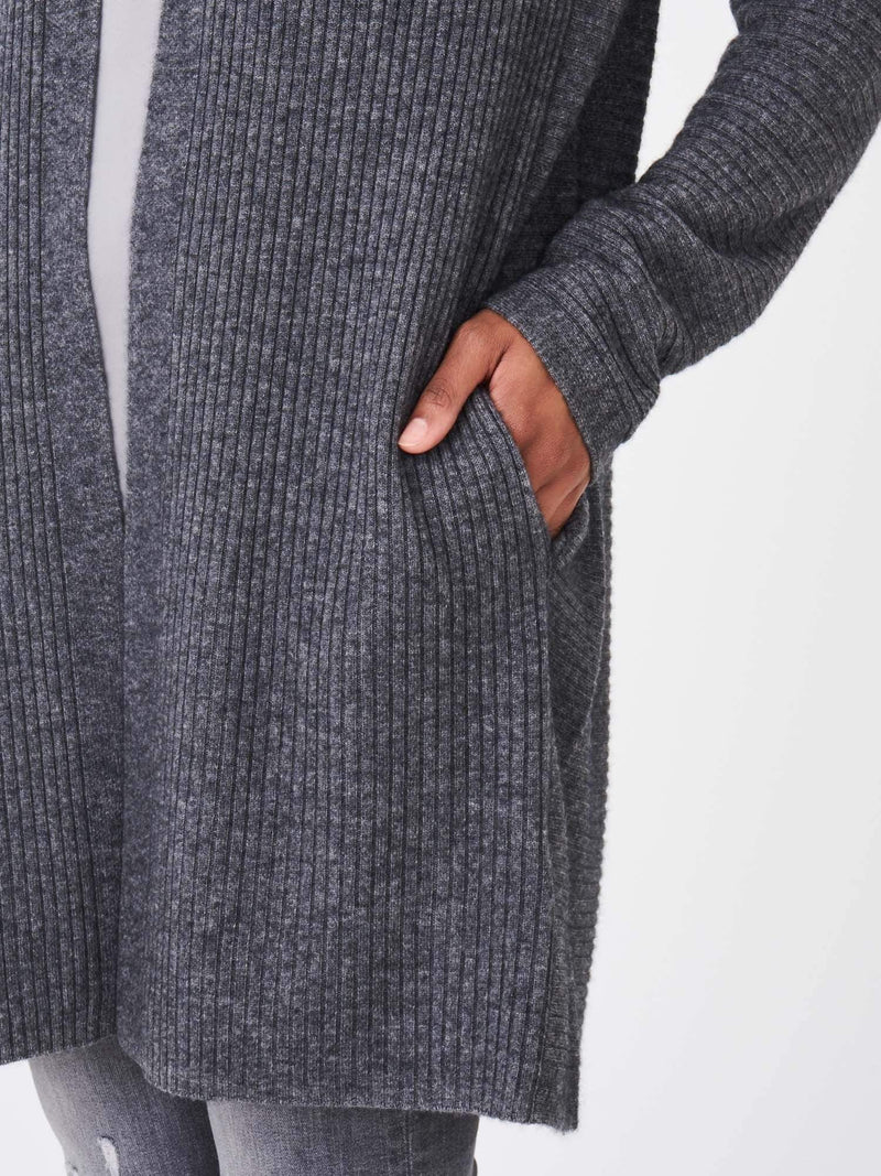 Repeat Cashmere - Cardigan Long rib knit in med grey