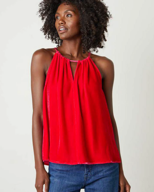 Velvet Aleaha Top in Lotus red