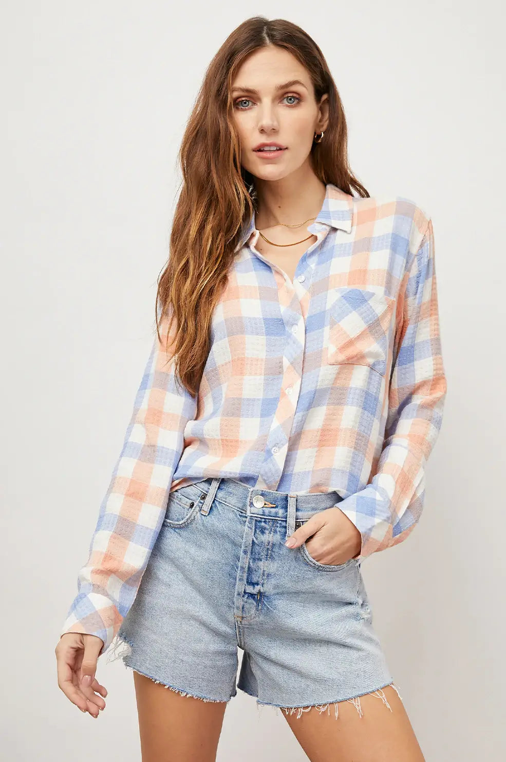 Rails Brady Shirt in Blue Melon