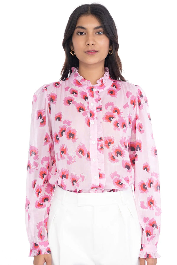 Banjanan  - Christina Shirt in Leopard Floral Tulle