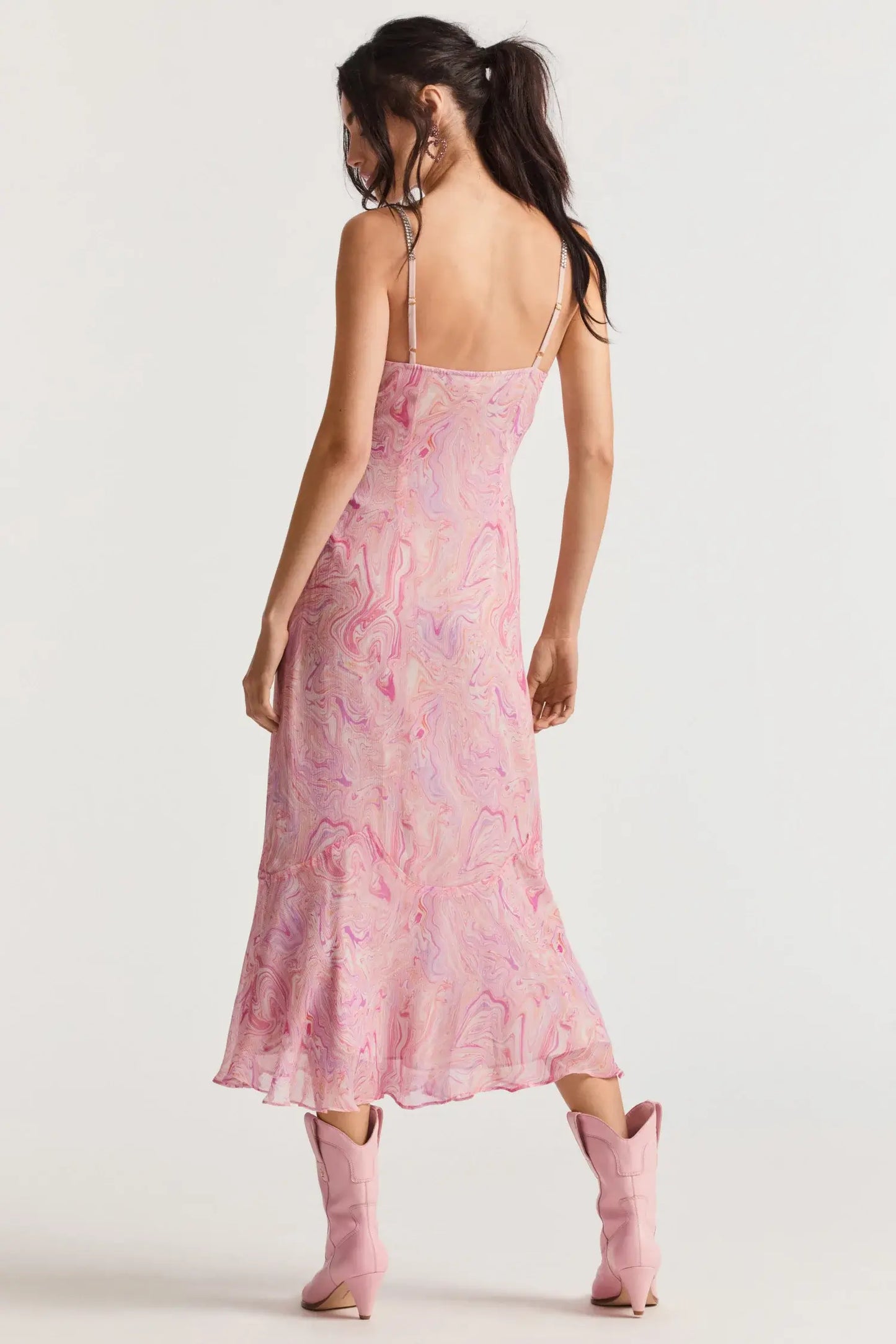 Love Shack Fancy Cookie Midi dress in Pink Kiss