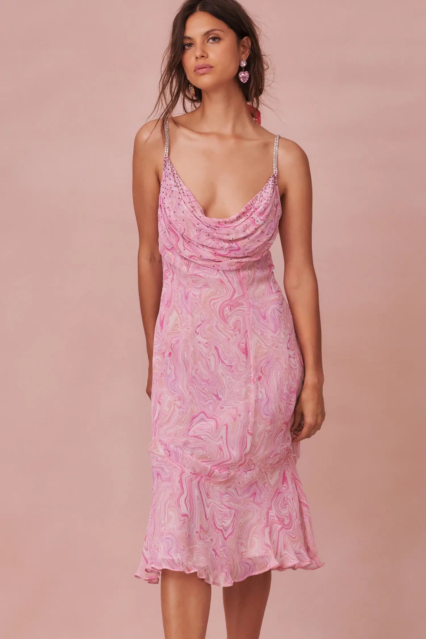 Love Shack Fancy Cookie Midi dress in Pink Kiss