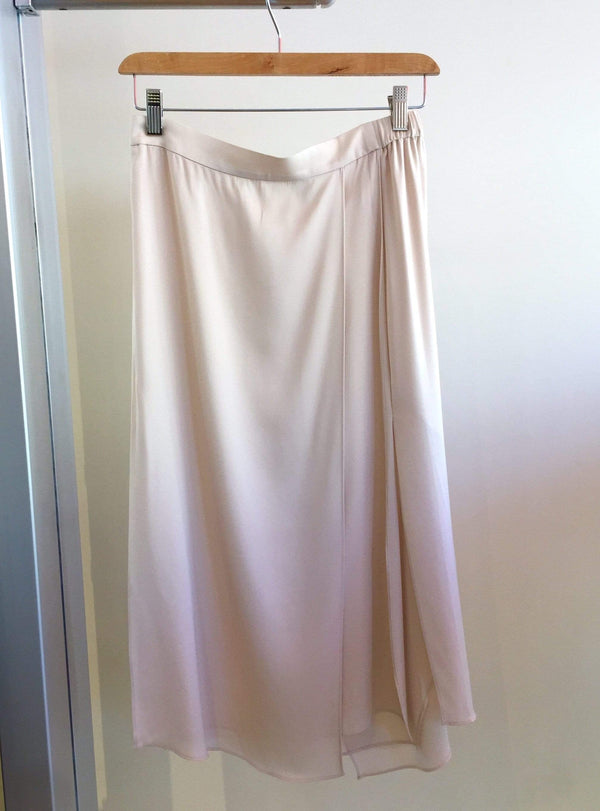 Repeat CashmereLayered Silk Skirt in Powder Nude Pink