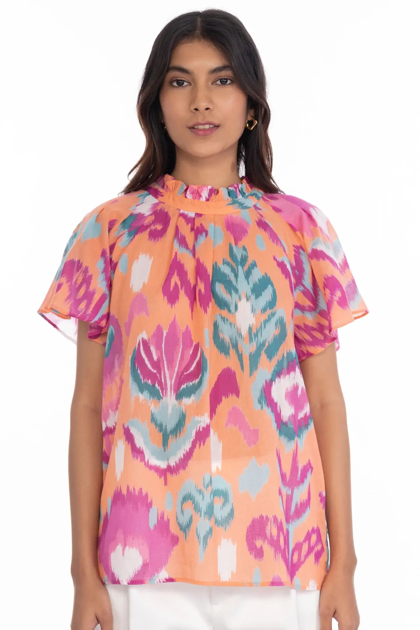 Banjanan  - Joyful top Top in ikat Floral Spice