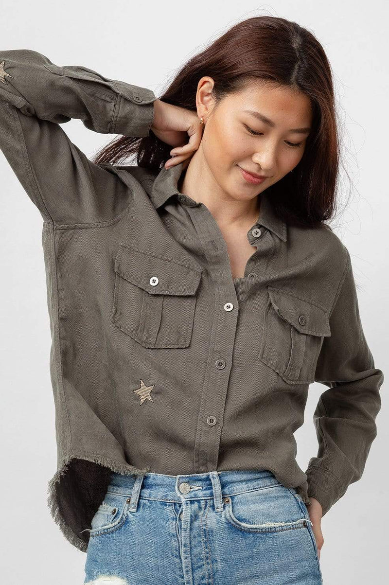 Rails Loren Shirt in Olive Gold star | dress Boutique SF  SF