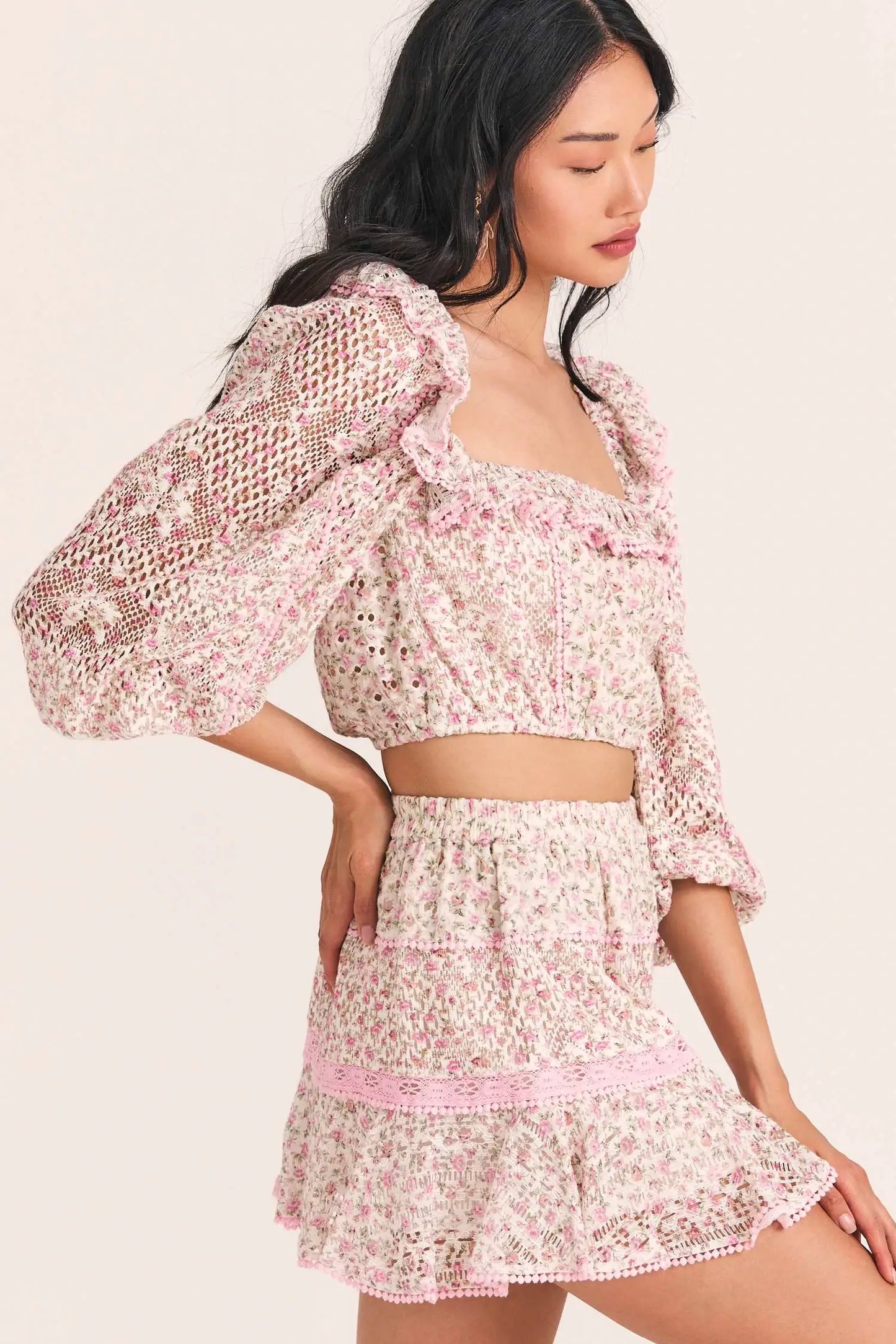 Love Shack Fancy Dorabella rop top in Petunia Pink