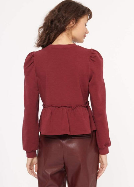 CAMI NYC Lyra Sweatshirt in Currant women s cotton shirt