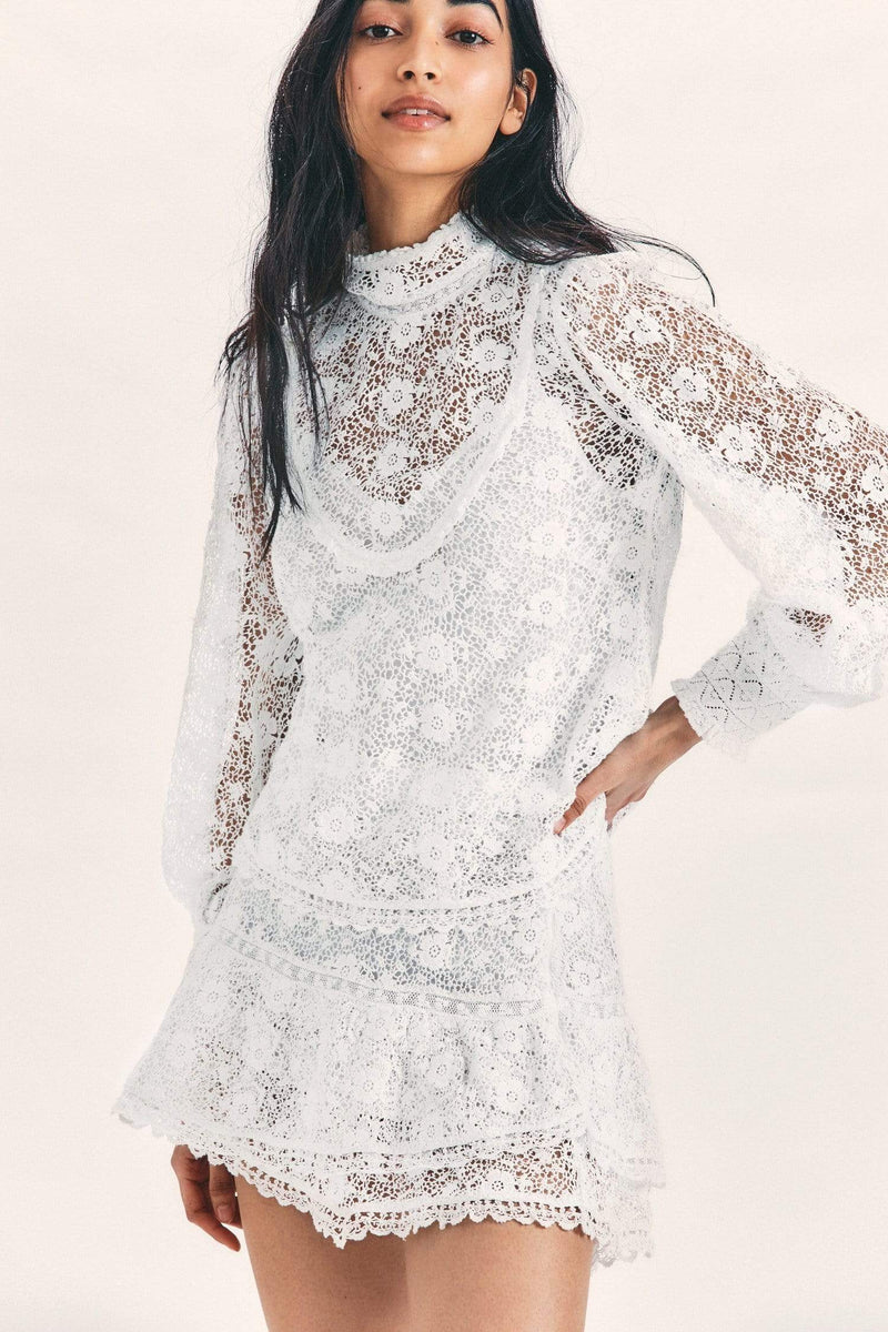 Love Shack Fancy - Nerine Blouse in True White |  dress San Francisc