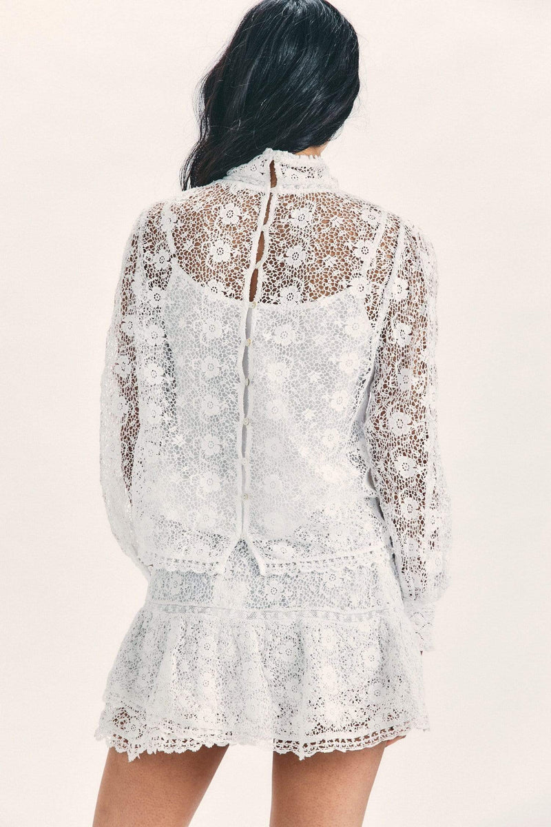 Love Shack Fancy - Nerine Blouse in True White |  dress San Francisc