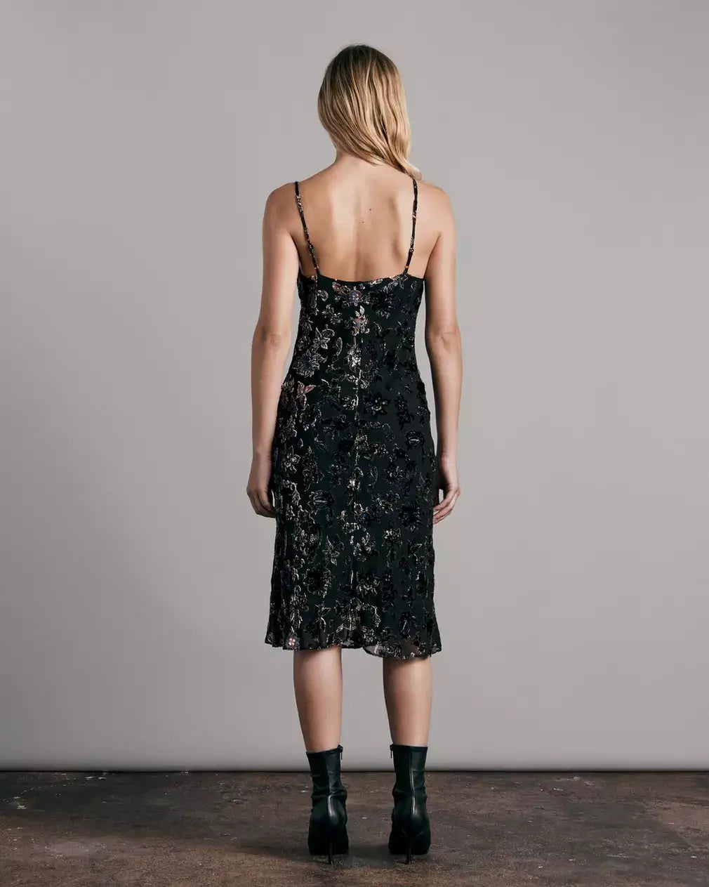 Rag & Bone Nicola Burnout velvet dress in Black blue retro floral