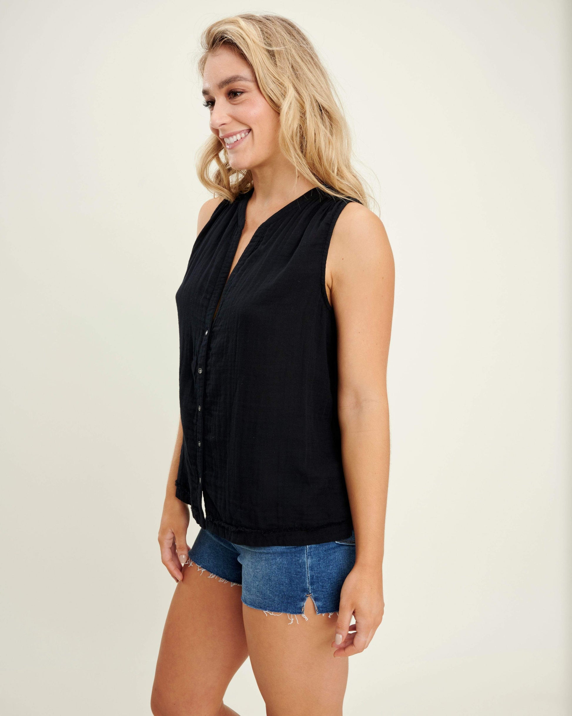 Splendid Ruby Sleeveless Tank Top in Black