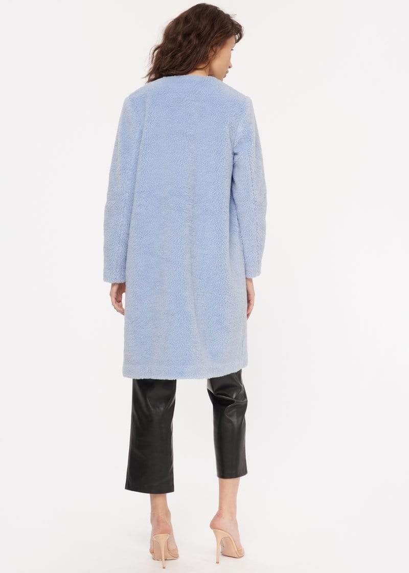 Emmy Sherpa Coat in Alpine blue | dress Boutique SF 