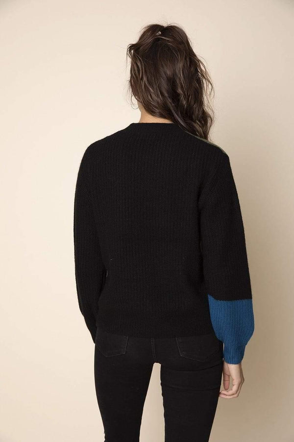 27 Miles - Jessie color block sweater in black