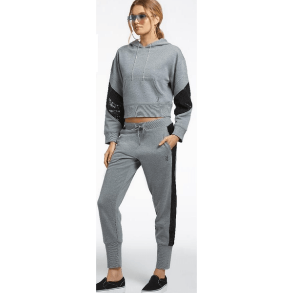 Juicy Couture Hoodies Juicy Couture PANT in light charcoal heather with side black stripe