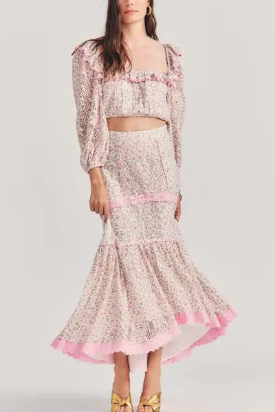 Love Shack Fancy Sisto Skirt in Petunia Pink