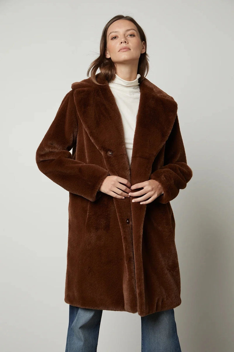 Velvet Jackets Velvet - Evalyn Coat in brown