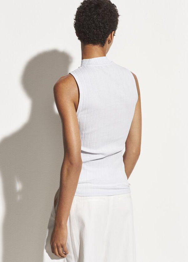 Mock Neck Shell in Optic White back view